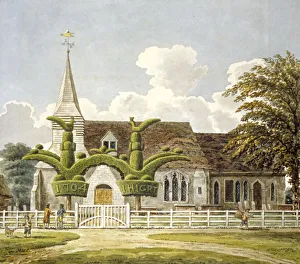 Hounslow Prints: Church of St Mary, Bedfont, Middlesex, 1802