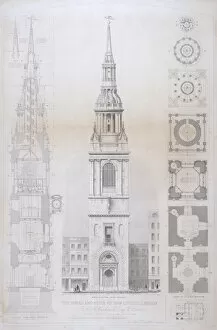 Keux Gallery: Church of St Mary le Bow, City of London, 1850. Artist: John Le Keux