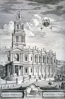 James Gibbs Prints: Church of St Mary le Strand, Westminster, London, 1732. Artist: James Cole