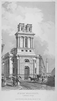 Le Keux Prints: Church of St Mary Woolnoth, City of London, 1838. Artist: John Le Keux