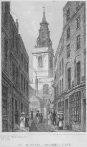 Edward John Prints: Church of St Michael, Crooked Lane, City of London, 1831. Artist: Edward John Roberts