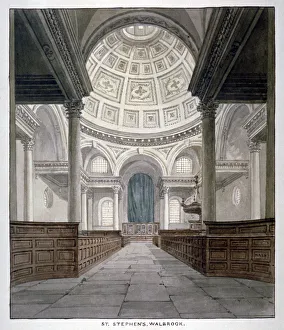 St Stephen Prints: Church of St Stephen Walbrook, City of London, c1840