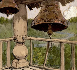 Smirnov Boris Vasilievich Prints: Church in the Taiga. Ancient Belfry, 1904. Creator: Boris Vasilievich Smirnov