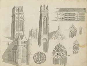 Sketch Book Prints: Church towers and tracery, 1822-1893. Creator: Willem Troost II