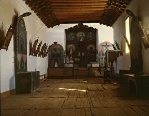 Timber Gallery: Church of Trampas, Taos Co. New Mexico, 1943. Creator: John Collier