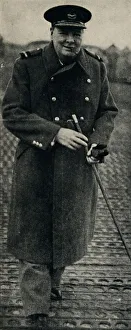 Greatcoat Prints: Churchill as an Airman, c1945. Creator: Unknown