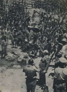 Carthage Prints: Churchill With British Troops in North Africa, June 1943, (1945). Creator: Unknown