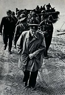 Churchill, Brooke, and Montgomery on the German-held east bank of the Rhine, 25th March, 1945