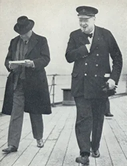 Lord Iddesleigh Prints: Churchill, jubilant, aboard H. M