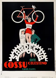 Cyclist Prints: Cicli Cossu Sardegna, 1930. Creator: Maga (Magagnoli), Giuseppe (1878-1933)