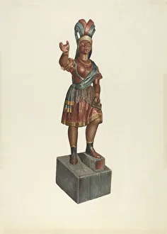 Wooden Indian Prints: Cigar Store Indian, 1935 / 1942. Creator: John Davis