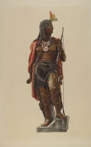 Woodcarving Prints: Cigar Store Indian, 1935/1942. Creators: Maurice Van Felix, Elizabeth Fairchild