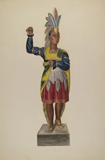 Wooden Indian Prints: Cigar Store Indian, 1937. Creator: Irving L. Biehn