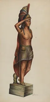 Cigar Store Indian, c. 1937. Creator: Charles Bowman