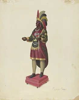 Tobacconist Prints: Cigar Store Indian, c. 1937. Creator: Eugene Croe