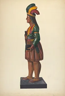 Wooden Indian Prints: Cigar Store Indian, c. 1937. Creator: Richard F. Smith