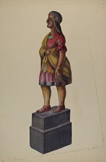 Woodcarving Prints: Cigar Store Indian, c. 1937. Creator: Vincent McPharlin