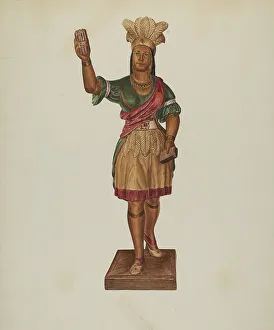 Cigar Store Indian, c. 1938. Creator: Lucille Lacoursiere