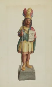 Wooden Indian Prints: Cigar Store Indian, c. 1938. Creator: Lucille Lacoursiere