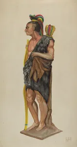 Woodcarving Prints: Cigar Store Indian, c. 1939. Creator: Charles R. Shane