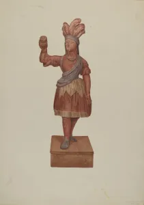 Wooden Indian Prints: Cigar Store Indian, c. 1939. Creator: Michael Riccitelli