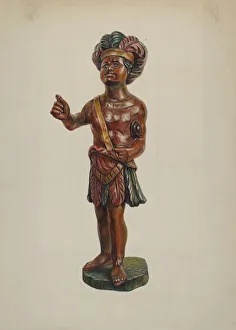 Semi Naked Prints: Cigar Store Indian, c. 1940. Creator: Walter Hochstrasser