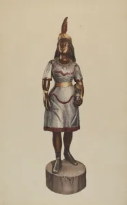Rebecca Prints: Cigar Store Pocahontas, 1935 / 1942. Creator: Unknown