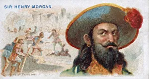 American School 19th Century Prints: Cigarette Card Sir Henry Morgan, Capture of Panama, pub. 1888 (colour lithograph)