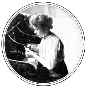 Tobacco Prints: The cigarette-maker: cutting, 1909. Creator: Unknown
