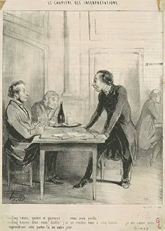 Cards Prints: Cinq coeurs, quinte et quatorze... 19th century. Creator: Honore Daumier