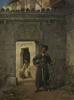 Dagestan Gallery: The Circassian guards, 1880. Artist: Khlebovsky, Stanislav (1835-1884)