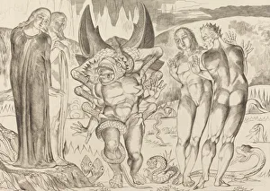 Images Dated 6th July 2021: The Circle of the Thieves; Agnolo Brunelleschi Attacked by a Six-Footed Serpent, 1827