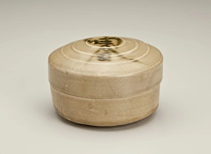 Lotion Prints: Circular box inscribed lotion box, 800s