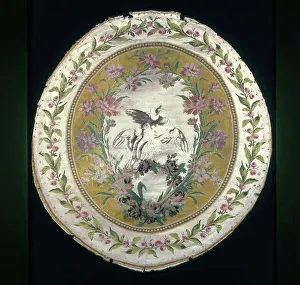 Satin Weave Prints: Circular Chair Seat, Lyon, c. 1780. Creator: Philippe de Lasalle