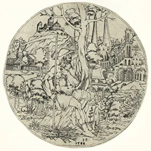 Saturn Prints: Circular Design with Saturn, 1583. Creator: Jonas Silber
