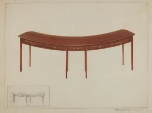 Drawers Prints: Circular Desk, c. 1936. Creator: Cornelius Frazier