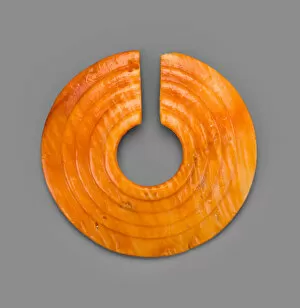 Panamanian Collection: Circular Nose Ornament Incised with Concentric Bands, A.D. 800 / 1200. Creator: Unknown
