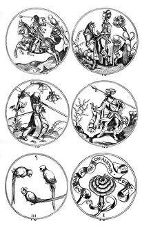 Schongauer Collection: Circular playing cards, Germany, 15th century (1870)