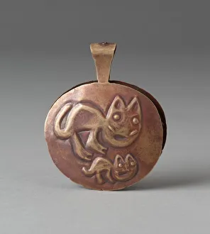 Circular Tweezers with Two Felines Incised on Surface, Probably A. D. 1000 / 1400