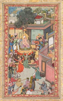 Ink And Gold On Paper Collection: Circumcision ceremony for Akbars sons, painting 126 from an Akbar-nama (Book