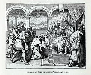Barbarossa Gallery: Citizens of Lodi imploring Friedrichs Help, 1882. Artist: Anonymous