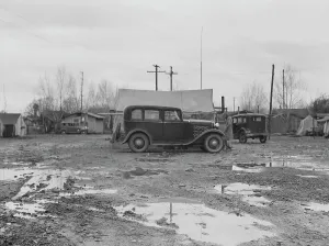 Citrus workers in winter quarters, Strathmore, California, 1939. Creator: Dorothea Lange