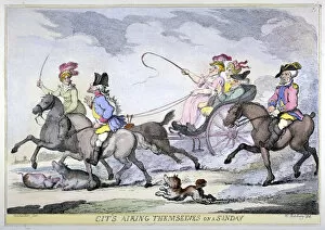 Bunbury Collection: Cits Airing Themselves on a Sunday, 1809. Artist: Thomas Rowlandson