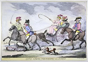 Buggy Prints: Cits Airing Themselves on a Sunday, 1809. Artist: Thomas Rowlandson