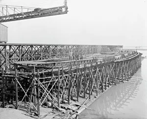 Graving Dock Prints: City of Cleveland, Steamer #168 on the ways, 1907. Creator: Unknown