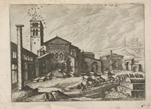 City with a Column and a Church, from the series Roman Ruins and Buildings, 1562 City with a Column and a Church, from the series Roman Ruins and Buildings, 1562
