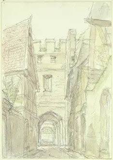 Coal Prints: City gate in Oberwesel, c1850-1900. Creator: Peter Becker