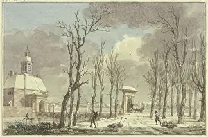 Canal Prints: City gate with turrets in winter