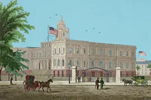 New York Prints: City hall, New York, 1837, (1850). Creator: Jules Louis Arnout