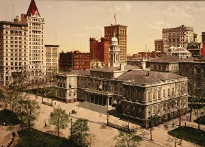 City Hall Prints: The City Hall, New York City, ca 1900. Creator: Unknown